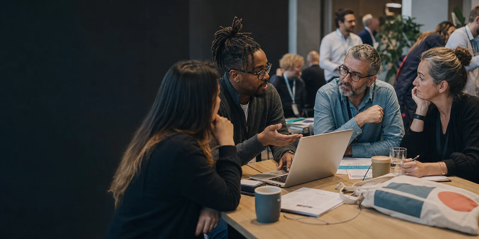 Cybersecurity professionals collaborating in a trusted digital network